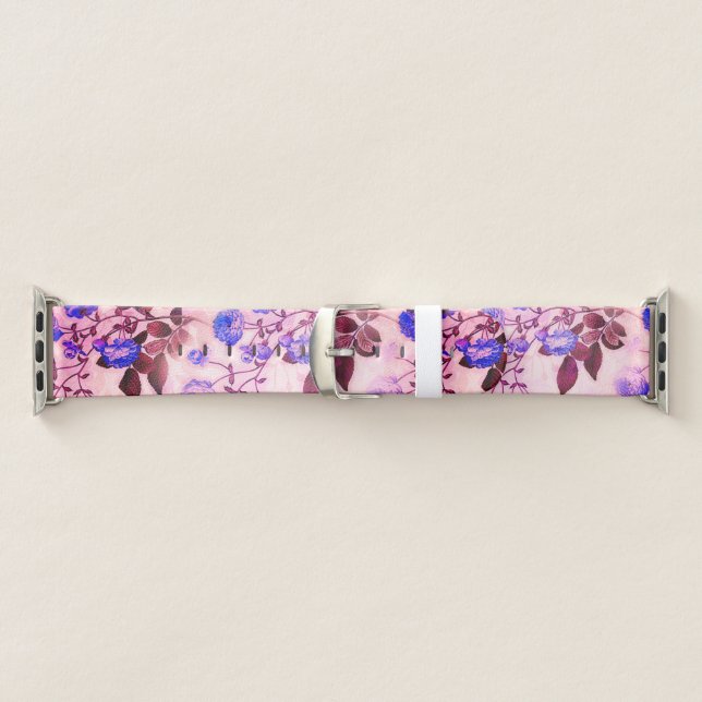 Pretty Pink w/ Purple Floral Print Apple Watch Band (Band)