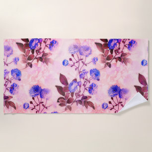 Pretty Pink w/ Purple Floral Print Beach Towel
