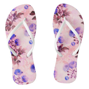 Pretty Pink w/ Purple Floral Print Flip Flops