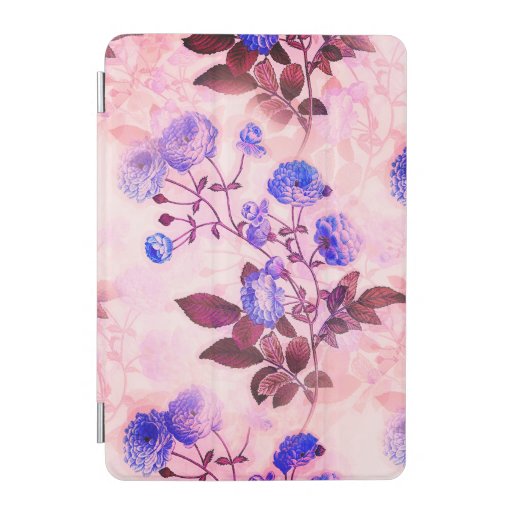 Pretty Pink w/ Purple Floral Print iPad Mini Cover