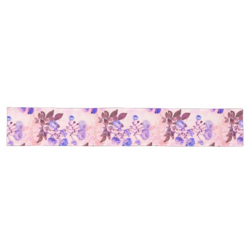 Pretty Pink w Purple Floral Print Long Table Runner