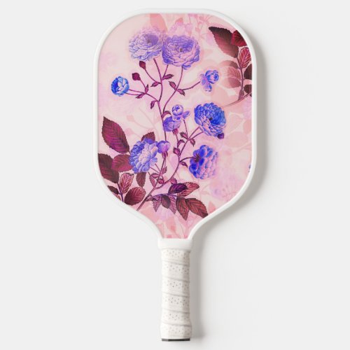 Pretty Pink w Purple Floral Print Pickleball Paddle