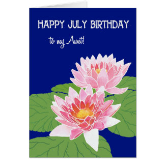Pretty Pink Water Lilies July Birthday for Aunt