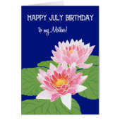 Pretty Pink Water Lilies July Birthday for Mother (Front)