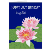 Pretty Pink Water Lilies July Birthday for Niece (Front)