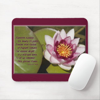 Pretty Pink Water Lily Floating on Lily Pad Photo Mouse Pad