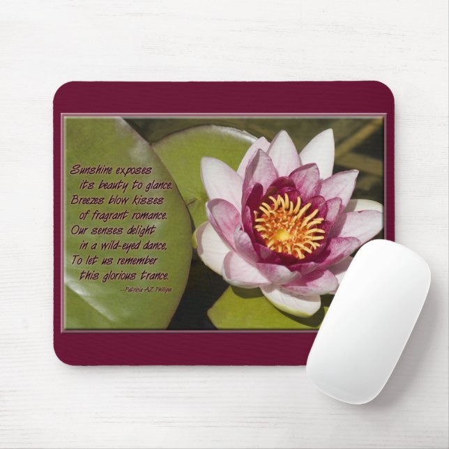 Pretty Pink Water Lily Floating on Lily Pad Photo Mouse Pad (With Mouse)