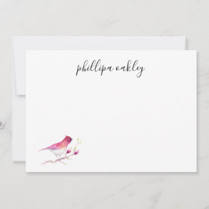 Pretty Pink Watercolor Bird Personalized Flat