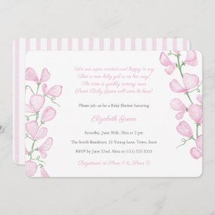 Pretty Pink Watercolor Floral Baby Shower For Girl Invitation