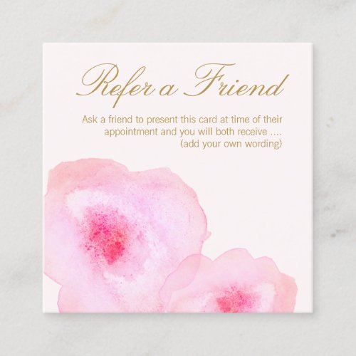 Pretty Pink Watercolor Floral Customer Referral