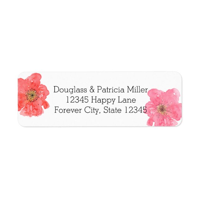 Pretty Pink Watercolor Floral Label (Front)
