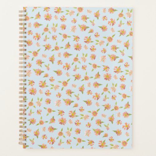 Pretty Pink Watercolor Floral Pattern Blue Planner