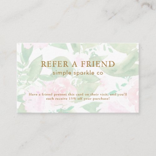 Pretty Pink Watercolor Floral Referral Card