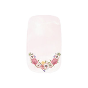 Pretty Pink Watercolor Flower Wedding Floral Minx Nail Art