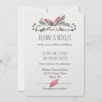 Pretty Pink Watercolor Flowers Wedding Invitation by peacefuldreams at Zazzle