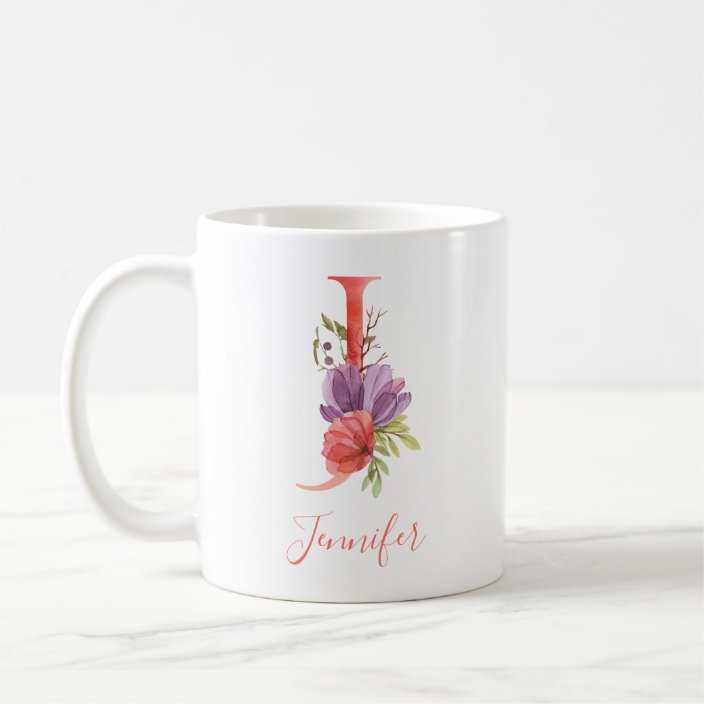 Pretty Pink Watercolor Letter J Coffee Mug Zazzle Com
