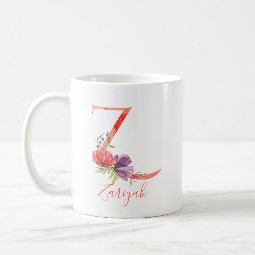 Pretty Pink Watercolor Letter Z Coffee Mug