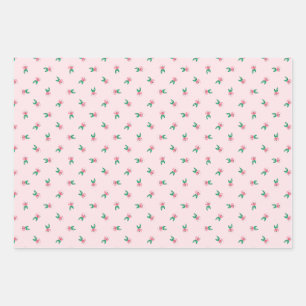 Pretty Pink Watercolor Mini Ditsy Floral Pattern Wrapping Paper Sheets