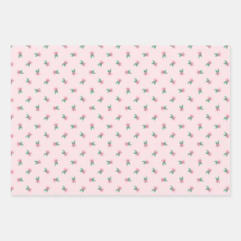Pretty Pink Watercolor Mini Ditsy Floral Pattern Wrapping Paper Sheets by KeikoPrints at Zazzle