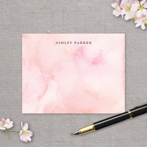Pretty Pink Watercolor Personal Stationery Thank You Card