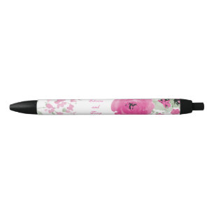 Pretty Pink Watercolor Roses Pen