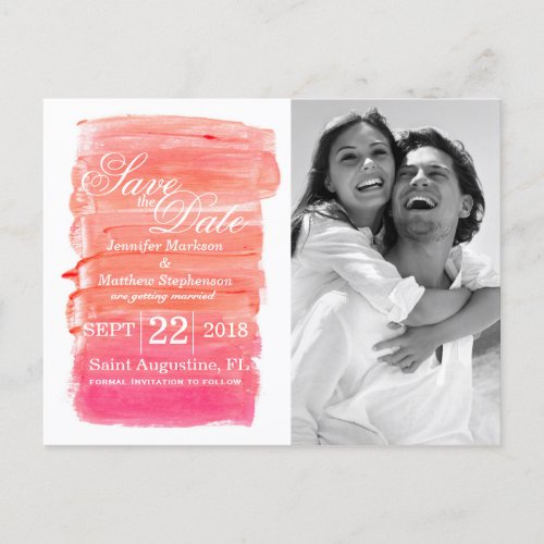 Pretty Pink Watercolor Save the Date Postcards