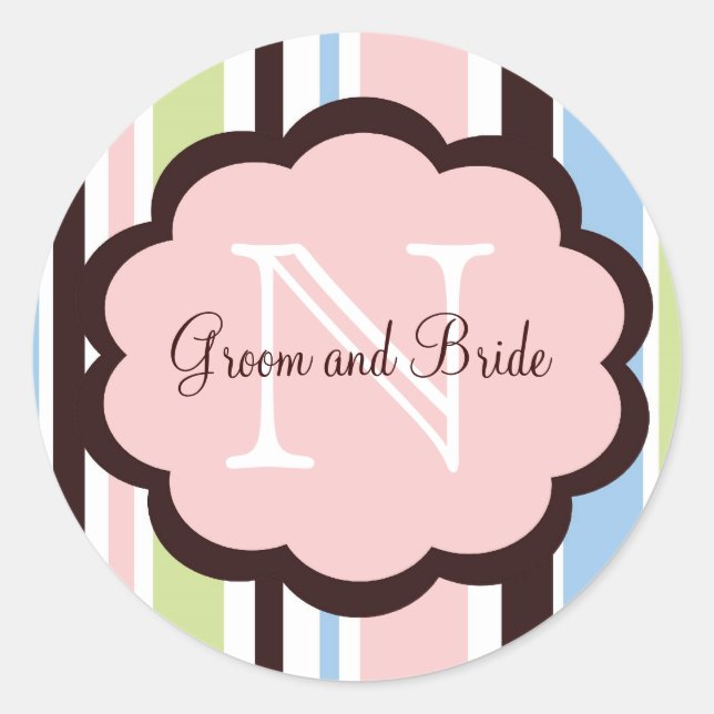 Pretty Pink Wedding Favor Sticker (Front)