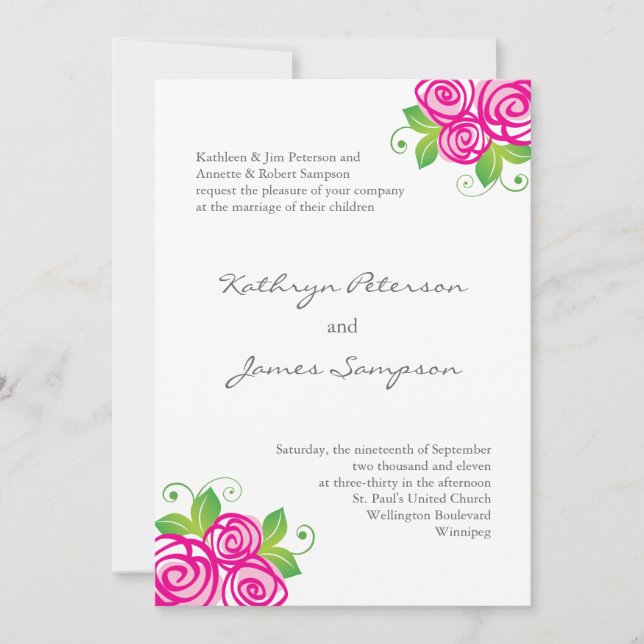 Pretty Pink Wedding Invitations (Front)