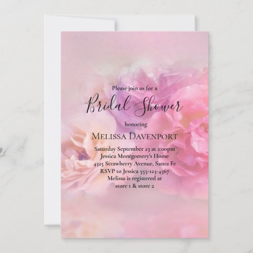 Pretty Pink  White Carnations Bridal Shower Invitation