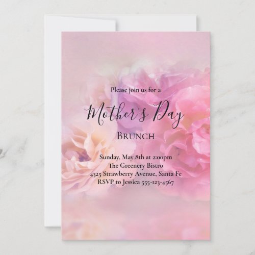 Pretty Pink  White Carnations Mothers Day Brunch Invitation