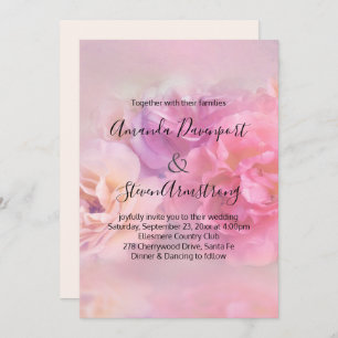 Pretty Pink & White Carnations Photo Wedding Invitation