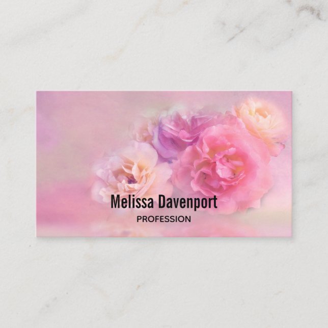 Pretty Pink & White Carnations Photograph Business Card (Front)