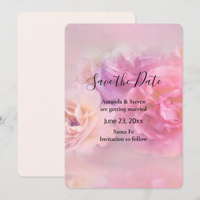 Pretty Pink & White Carnations Photograph Save The Date (Front/Back)