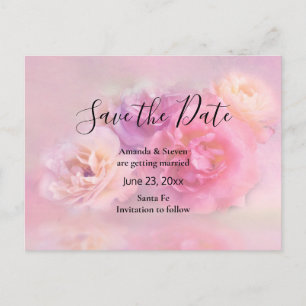 Pretty Pink & White Carnations Save the Date Invitation Postcard