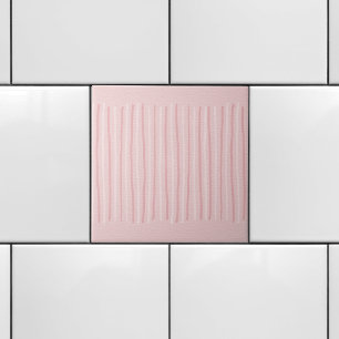 Pretty Pink White Dainty Vertical Stripes Ceramic Tile