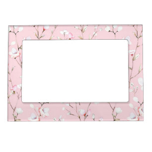 Pretty Pink White Floral Magnetic Frame