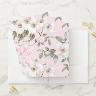 Pretty Pink White Flowers Pocket Folder