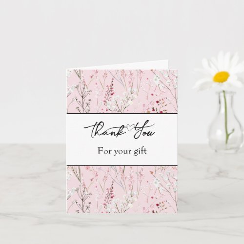 Pretty Pink White Flowers Thank You Card