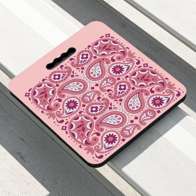 Pretty Pink White Paisley Design Tear Drops Flower Seat Cushion (In Situ)