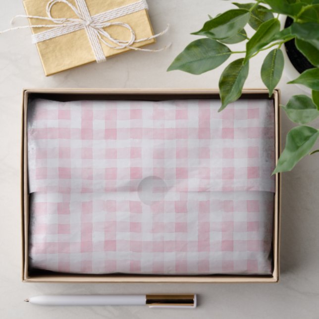 Pretty Pink White Plaid Stripes Bridal Shower Tissue Paper (Gift)