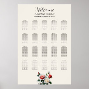 Pretty pink white red roses seating chart