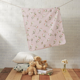 Pretty Pink White Roses Floral  Baby Blanket