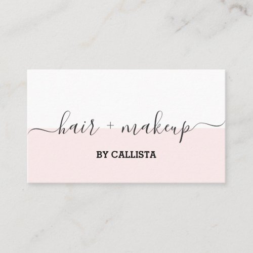 Pretty Pink White Script Hair Makeup Business Card