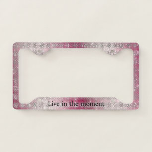 Pretty Pink White Sparkle License Plate Frame