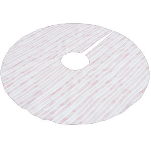 Pretty Pink White Stripes Christmas Brushed Polyester Tree Skirt