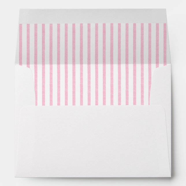 Pretty Pink White Stripes Citrus Bridal Shower Envelope (Back (Bottom))