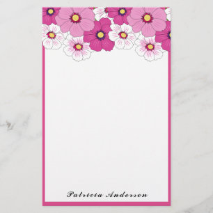 Pretty Pink White Yellow Flower Stationery