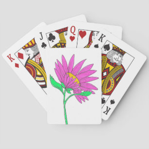Pretty Pink Whymisical Acrylic Flower Painting Poker Cards