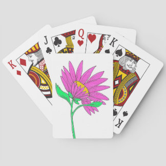 Pretty Pink Whymisical Acrylic Flower Painting Poker Cards