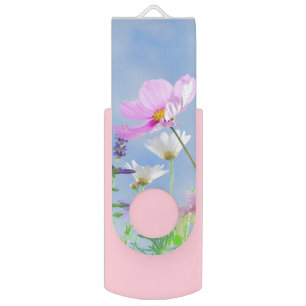 Pretty Pink Wild Flower Meadow Flash Drive